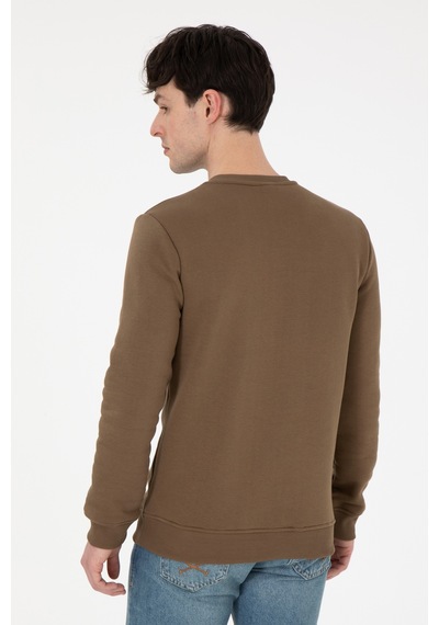 U.S. Polo Assn. Erkek Regular Fit Bisiklet Yaka Haki Sweatshirt 50292596-VR027