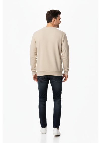 Baglan Erkek Büyük Beden Sıfır Yaka Selanik Sweatshirt Bgl-st04871 Taş
