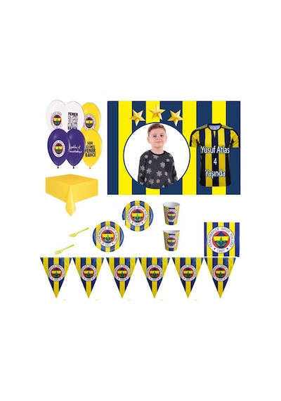 Afiş Hediyeli Fenerbahçe Doğum Günü Süsleri Parti Seti 8 Kişilik