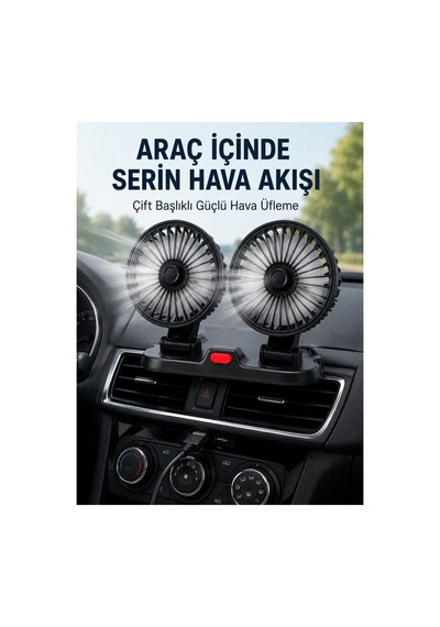 Ayarlanabilir Çift Başlıklı Sessiz Araç İçi Vantilatör - Hs08372061-1856