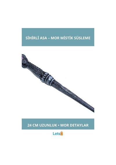 Polyester Sihirli Asa 24 Cm Mor Detaylı Cosplay Dekorasyon 1 Adet