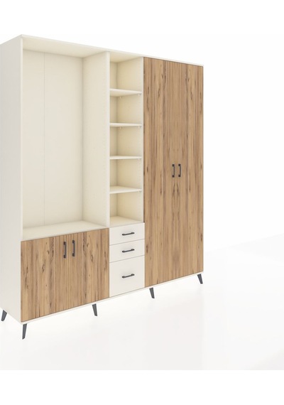 Hyperion Dolap 13 Raflı 3 Çekmeceli 4 Kapaklı 220x44x243 Aytaşı-çam/aytaşı Çok Renkli