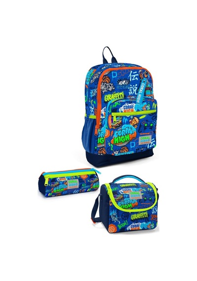 Coral High Kids Saks Grafiti Desenli 3 Lü Okul Çanta Seti Set0123767 Çok Renkli
