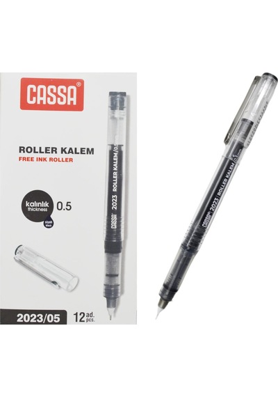 Cassa 2023 İğne Uçlu Roller Kalem 0.5 Siyah 12 Adet