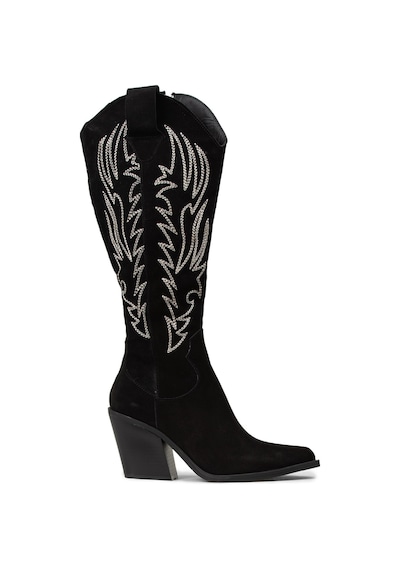 Deery Kadın Hakiki Süet Siyah Western Çizme - Z1614zsyhc01 Siyah
