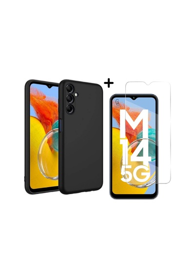 Samsung Galaxy M14 5g Uyumlu Kılıf Esnek Silikon Telefon Kılıfı Ve Temperli Cam Ekran Koruyucu