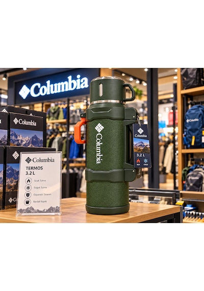 Columbia 3.2 L İtre Vakumlu Paslanmaz Çelik Sıcak Soğuk Termos Yeşil - Siyah