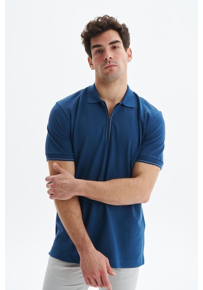 AR-MA Arma Erkek Regular Fit Basic % 100 Pamuk Pike Fermuarlı Polo Yaka Tişört Y29374354002 İndigo