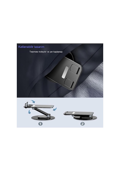 Genel Markalar İphone, İpad, Xıaom Samsung Huavei Telefon Ve Tabletler İçin Uyumlu Çok Amaçlı 360 Dönebilen Stand Siyah