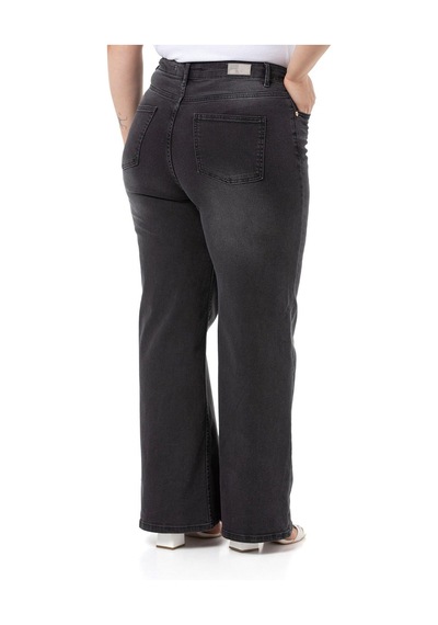 Disentis Büyük Beden Yüksek Bel Geniş Paça Antrasit Denim Pantolon-antrasit Antrasit