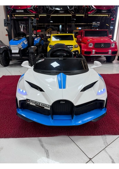 Poyraz Akülü Bugatti Güçlü Motorlu 12v Akülü Araba Özel Plaka Mavi