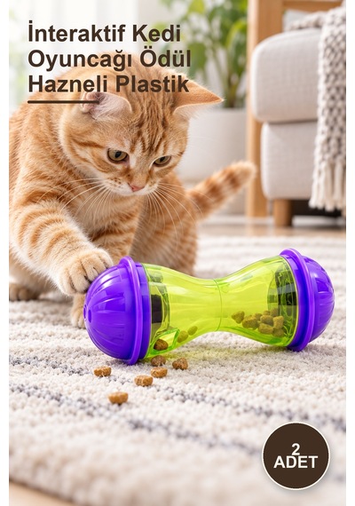 2 Adet İnteraktif Kedi Oyuncağı Ödül Hazneli Plastik