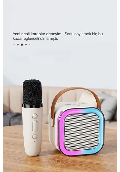 Mini Taşınabilir Karaoke Hoparlör Seti - Kablosuz Mikrofonlu