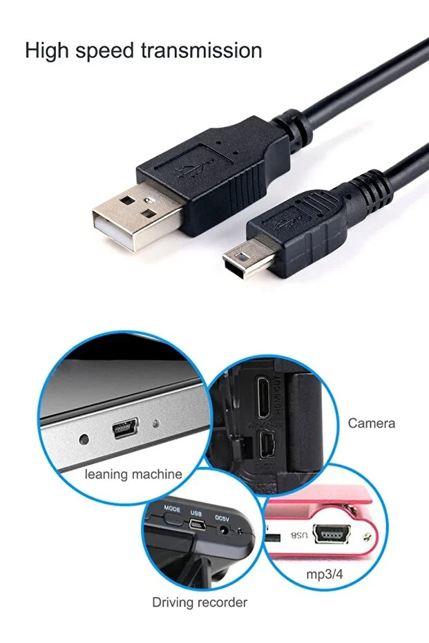 1.5 Metre Usb 2.0 Tip A Erkek 5pin Mini Usb Veri Şarj Kablosu Hdd İçin Mp3 Ps3 Kamera Gps V3 Kablosu 1,5m