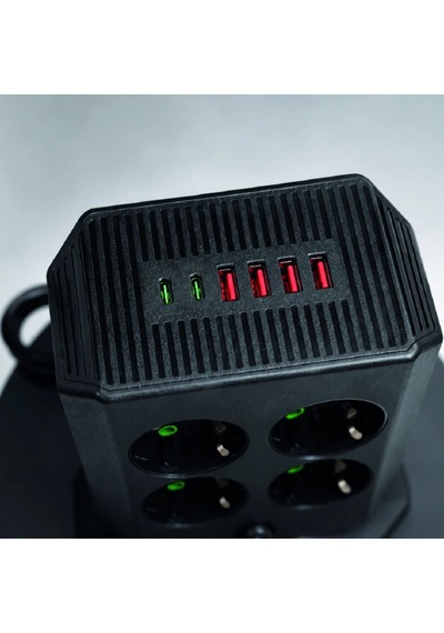 8'li Akım Korumalı Dikey Priz 4 Usb, 2 Type-c, Anahtarlı Diğer