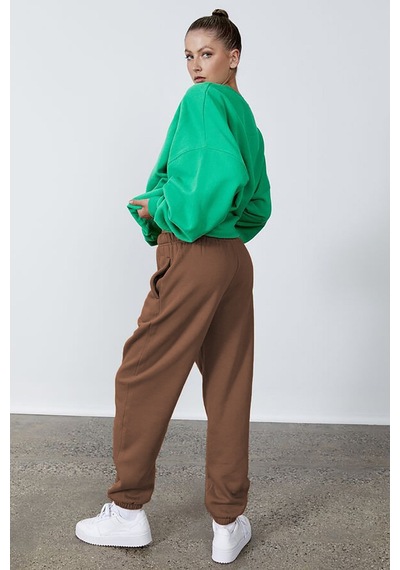Madmext Kadın Camel Beli Lastikli Oversize Eşofman Altı Mg1235-camel Camel