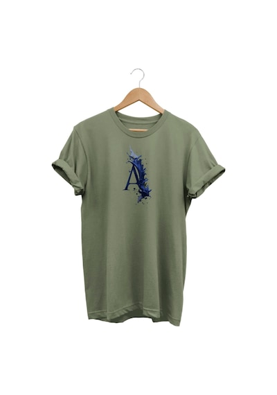 Widi A Lacivert Baskılı Haki T-shirt Haki Yeşil