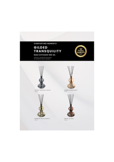 Chacha Home Luxury Gılden Tranquılıty Reed Diffuseur Şişesi & Oda Kokusu Bamboo Ink Elegance 500 Ml Orman
