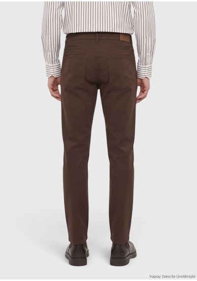 Ramsey Kahverengi Dokuma Regular Fit Casual Yün Karışımlı Pantolon kahverengi brown