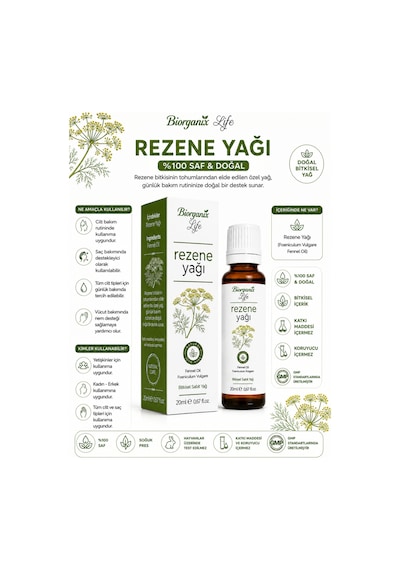 %100 Saf Rezene Yağı 20 Ml - Rahatlatıcı Bakım Yağı