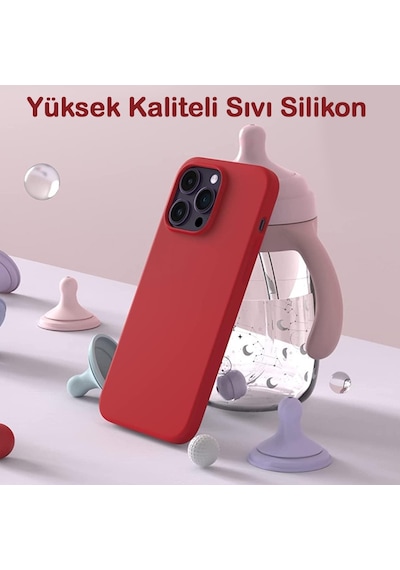 Apple Uyumlu iPhone 15 Pro Max Kılıf Kamera Lensli Lansman Silikon Kapak