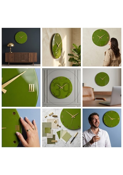 Dekoratif Epoksi Duvar Saati 40 Cm, Army Green Modern Tasarım, Altın Detaylı, Sessiz Mekanizma, Yeni Ev Hediyesi Yeşil - Altın Dekoratif Epoksi Duvar Saati 40 Cm, Army Green Modern Tasarım, Altın Detaylı, Sessiz Mekanizma, Yeni Ev Hediyesi Yeşil - Altın