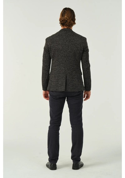 Bonesti Erkek Slim Fit Blazer Ceket Siyah Desenli