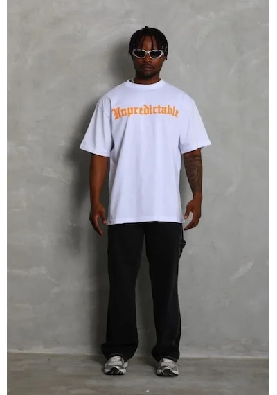 Modi Erkek Baskılı T-shirt Kısa Kol Bisiklet Yaka Regular Fit Rahat Kalıp Günlük Tişört - Beyaz - Mymg185478