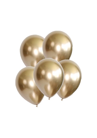 5 Ad Gold Altın Renkli Parlak Krom Metalik Aynalı Balon