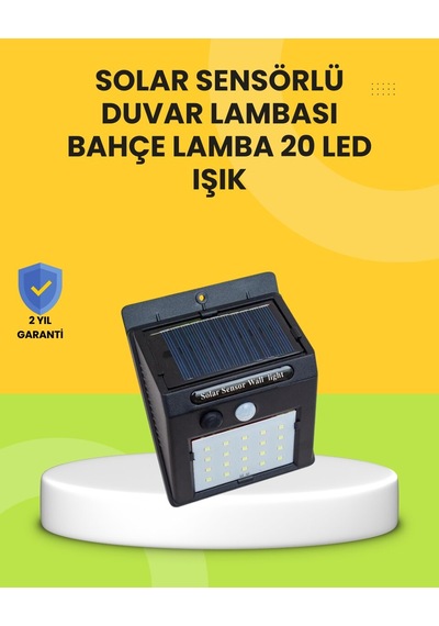 Güneş Paneli İle Şarj Olan 20 Led Dış Mekan Hareket Sensörlü Lamba Çr
