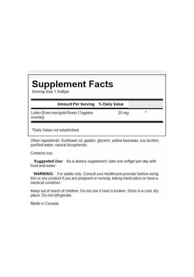 Lutein Eye And Vision Health 20 Mg 60 Softgels