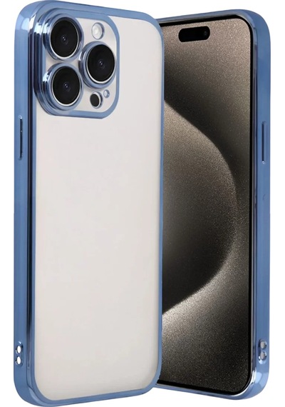 Newface Apple İphone 15 Pro Max Razer Lensli Silikon - Açık Mavi