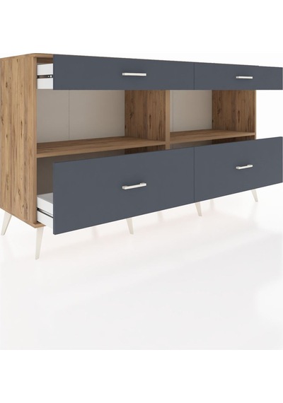 Hyperion Konsol 2 Raflı 4 Çekmeceli 176x44x99 Çam-çam/antrasit Çam-çam/antrasit Hyperion Konsol 2 Raflı 4 Çekmeceli 176x44x99 Çam-çam/antrasit Çam-çam/antrasit