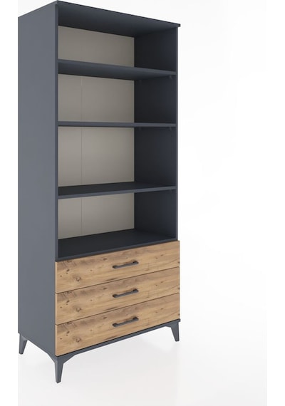 Hyperion Dolap 4 Raflı 3 Çekmeceli 88x44x195 Antrasit-çam Antrasit