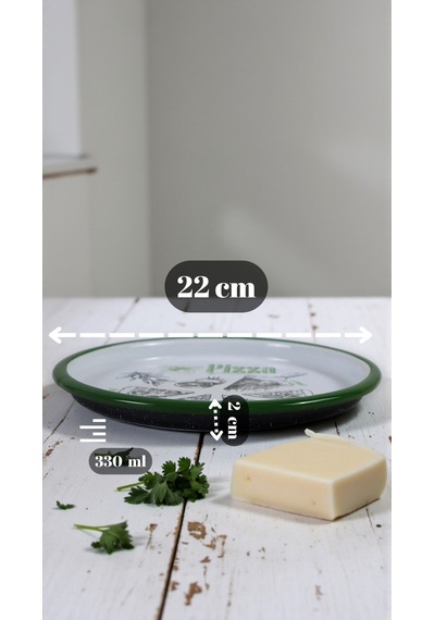 22 No Pizza Tabağı Tepsisi Supla Pasta Tabağı Servis Tabağı 22cm - Yeşil