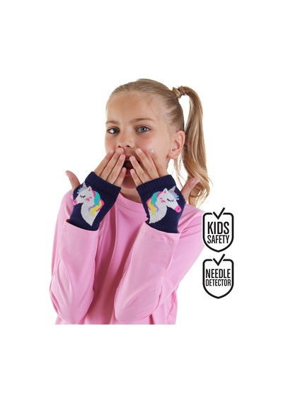 Denokids Unicorn Kız Çocuk Parmaksız Eldiven Çok Renkli