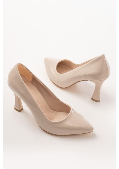 Aymood St-001 Bej Rugan Günlük 9 Cm Topuklu Stiletto Ayakkabı Ten