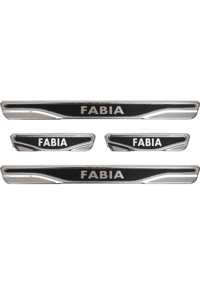 Skoda Fabia Uyumlu Kapı Eşiği Karbon Krom 4 Parça
