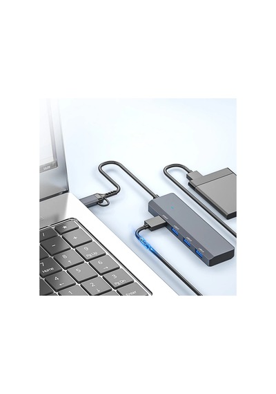 Ally Ads-305d 4in1 Usb/type-c To 4x Usb3.0 Hub Çoğaltıcı Çevirici Dönüştür - Karbul4718-6 Gri