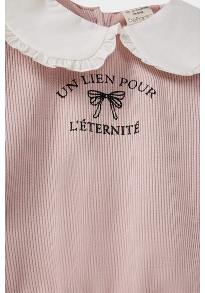 Defacto Kız Bebek Standart Fit Büyük Yaka Baskılı Sweatshirt G1773a525aupr345 Mor