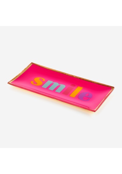 Pembe Cam Smile Dekoratif Tabak 10x0,8x21 Cm