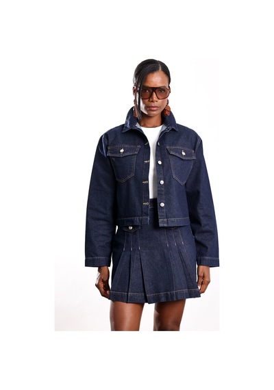 5in1Canpolat Lacivert Denim Etek Ceket Takım 0001