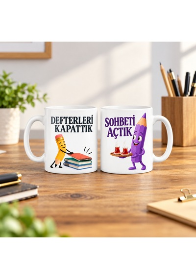 Kahveci.store Öğretmen Paydosu 2'li Porselen Kupa Seti - Model 807 22
