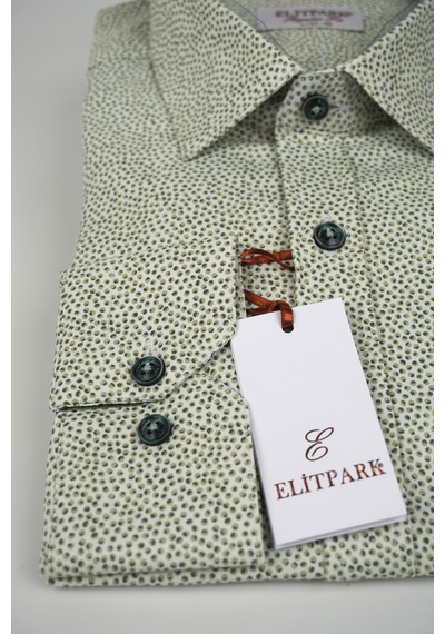 Elitpark River Stones Pamuklu Cepsiz Uzun Kollu Pamuklu Yeşil Premium Erkek Gömlek