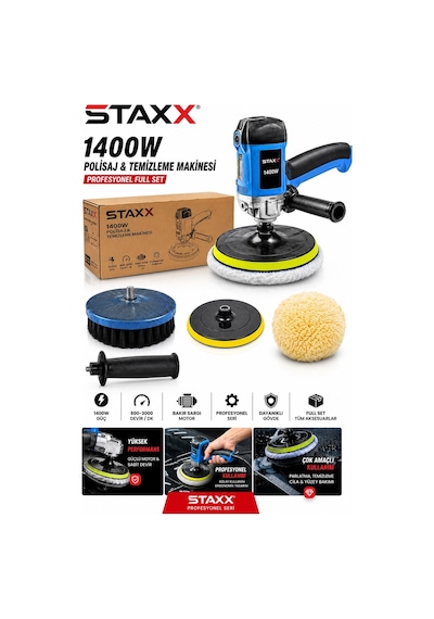 Staxx Std1400 180mm Dikey Koltuk Temizleme Fırçası Su Sıçratmayan Detay Temizlik Fırçası Polisaj