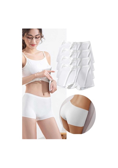 Kadın 4 Adet Dikişsiz Görünmez İz Yapmaz Mini Şort Boxer Beyaz Çok Renkli
