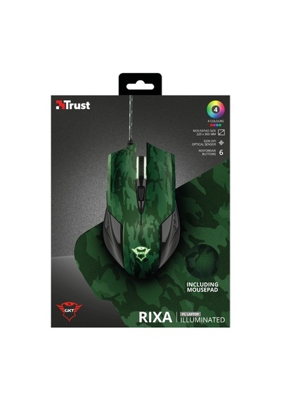 Trust Rixa Camo Gxt 781 Kablolu Oyuncu Mouse + Mouse Pad