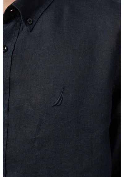 Nautica Erkek Siyah Regular Fit Keten Gömlek-15329