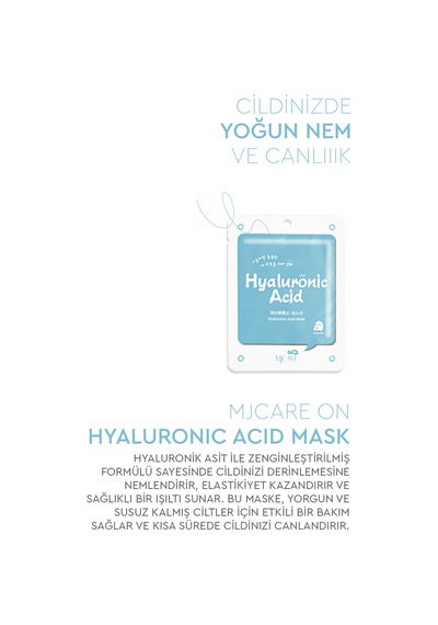 Mjcare On Hyaluronic Acid Mask - Hyalüronik Asit Özlü Yüz Maskesi 20'li