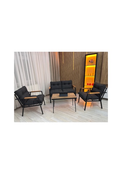 Houseart Menekşe Balkon, Bahçe,teras,cafe - Salon - Metal Kanepe Koltuk Takımı - 2 1 1 Sehpa Antrasit Houseart Menekşe Balkon, Bahçe,teras,cafe - Salon - Metal Kanepe Koltuk Takımı - 2 1 1 Sehpa Antrasit